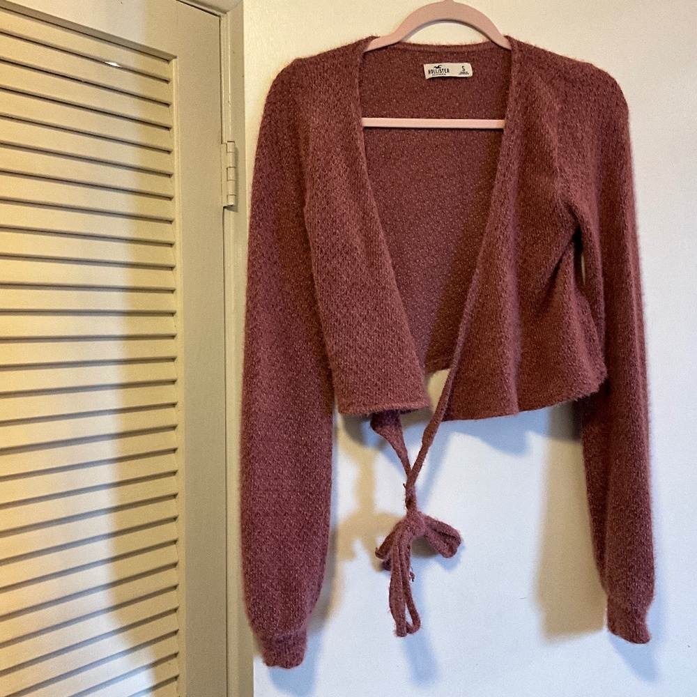 Cranberry Color Hollister wrap sweater never worn